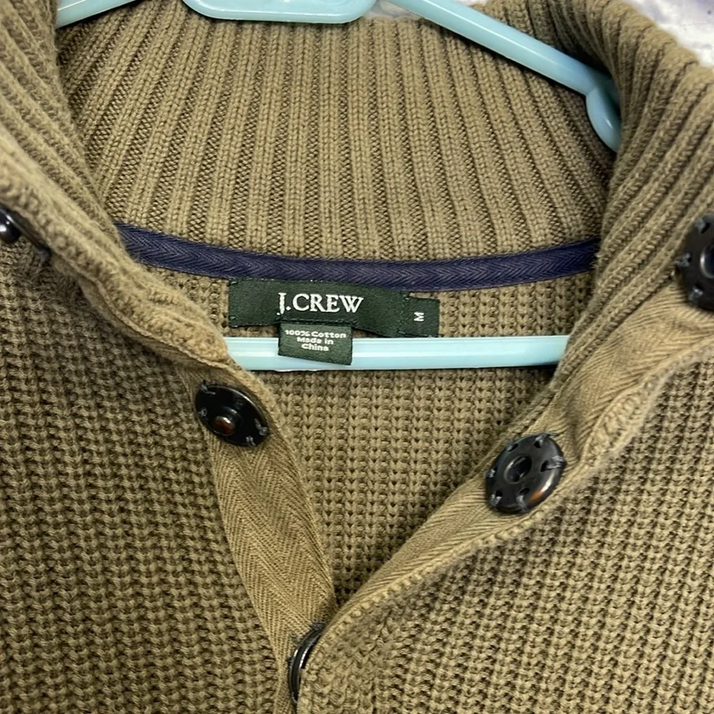 J Crew Pull over Sweater olive 100% cotton size M